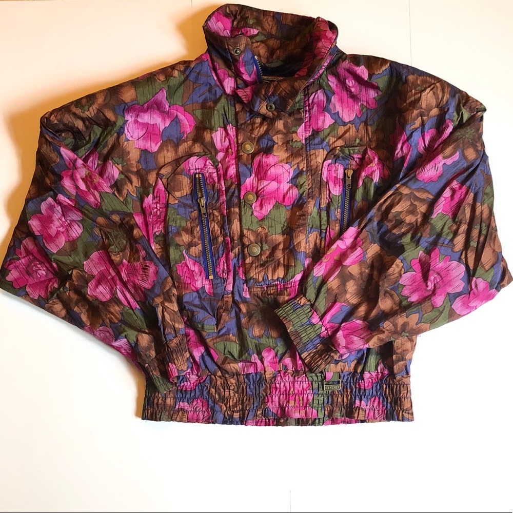 (SOLD) Floral Cropped Ski Jacket M